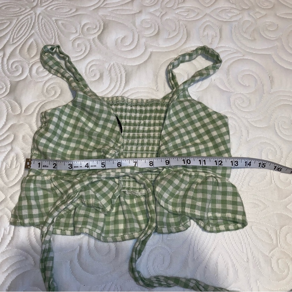 American Eagle Green/White Plaid Linen Set in size XXS - Picture 3 of 15